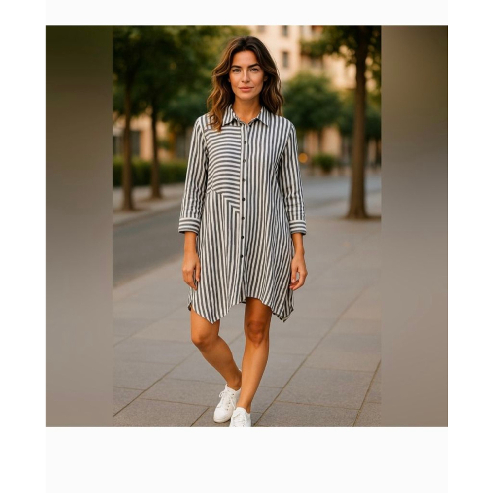 Steve Edwards Striped Tunic Top XL Red White oversized shirt dress preppy